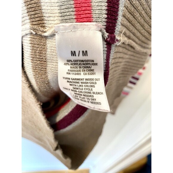 Aeropostale Y2K Striped Ribbed Sweater Top Womens Med V-neck Fitted Long Sleeve - Picture 8 of 9